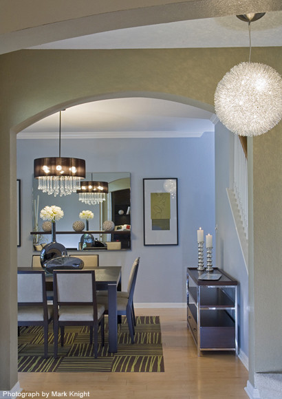 This is an example of a contemporary dining room in Austin.