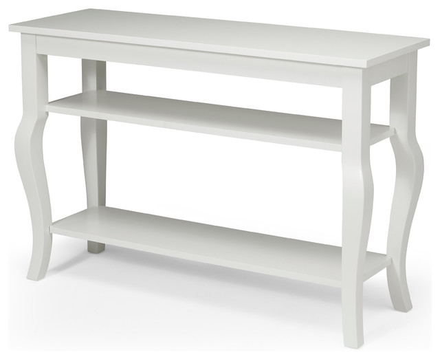 Lillian Wood Console Table With Curved Legs and 2 Shelves