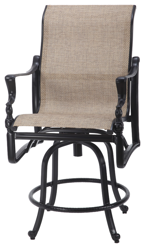 Bel Air Sling Swivel Balcony Stools, Set of 2 Traditional Outdoor