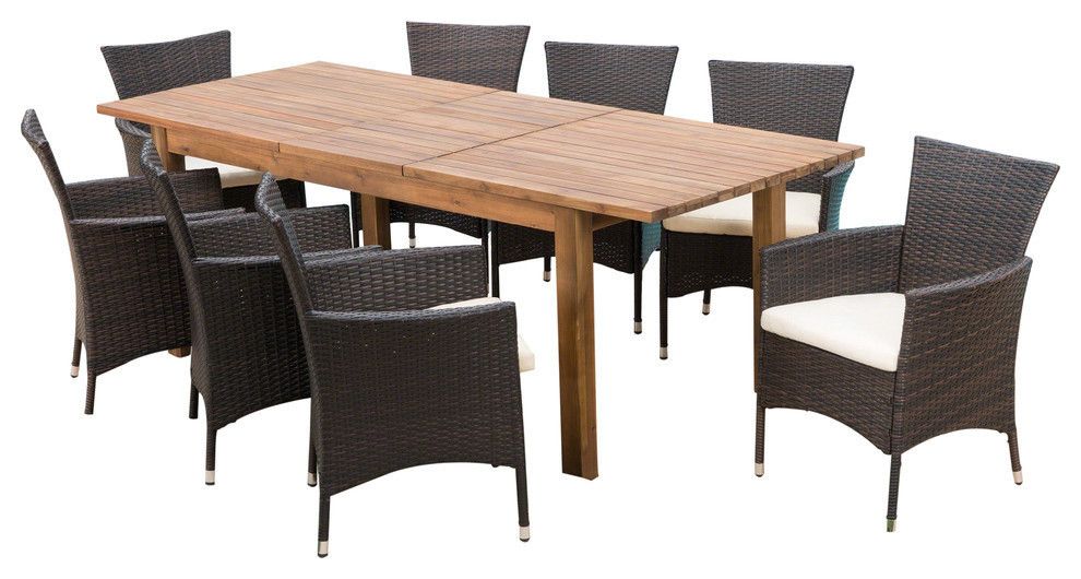 GDF Studio 9-Piece Lorelei Outdoor Dining Set With Expandable Dining ...