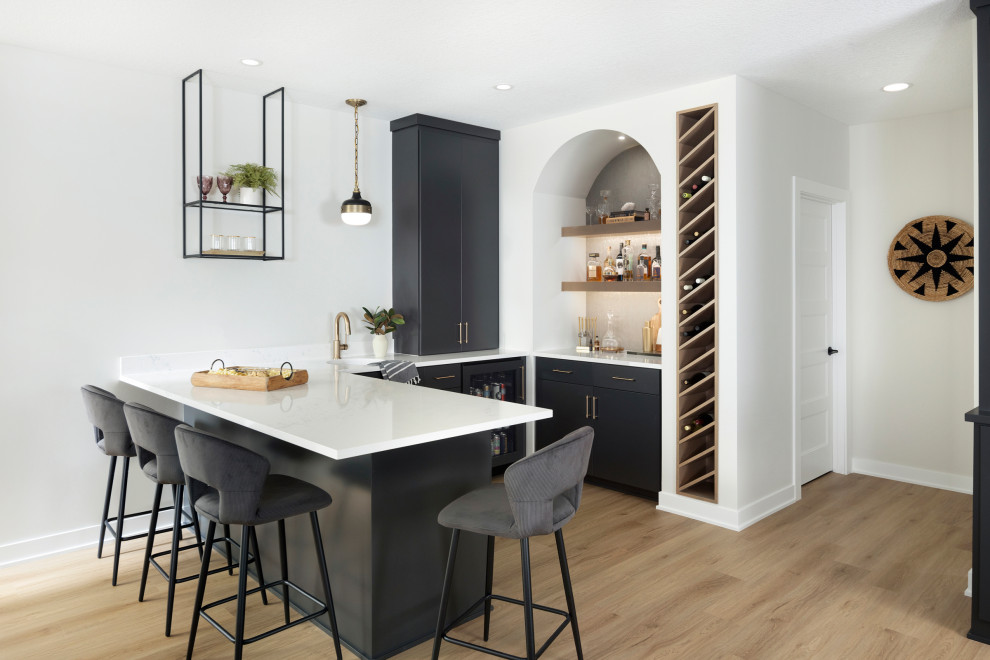 The Tailored Boho | Lower Level Finish - Midcentury - Home Bar ...
