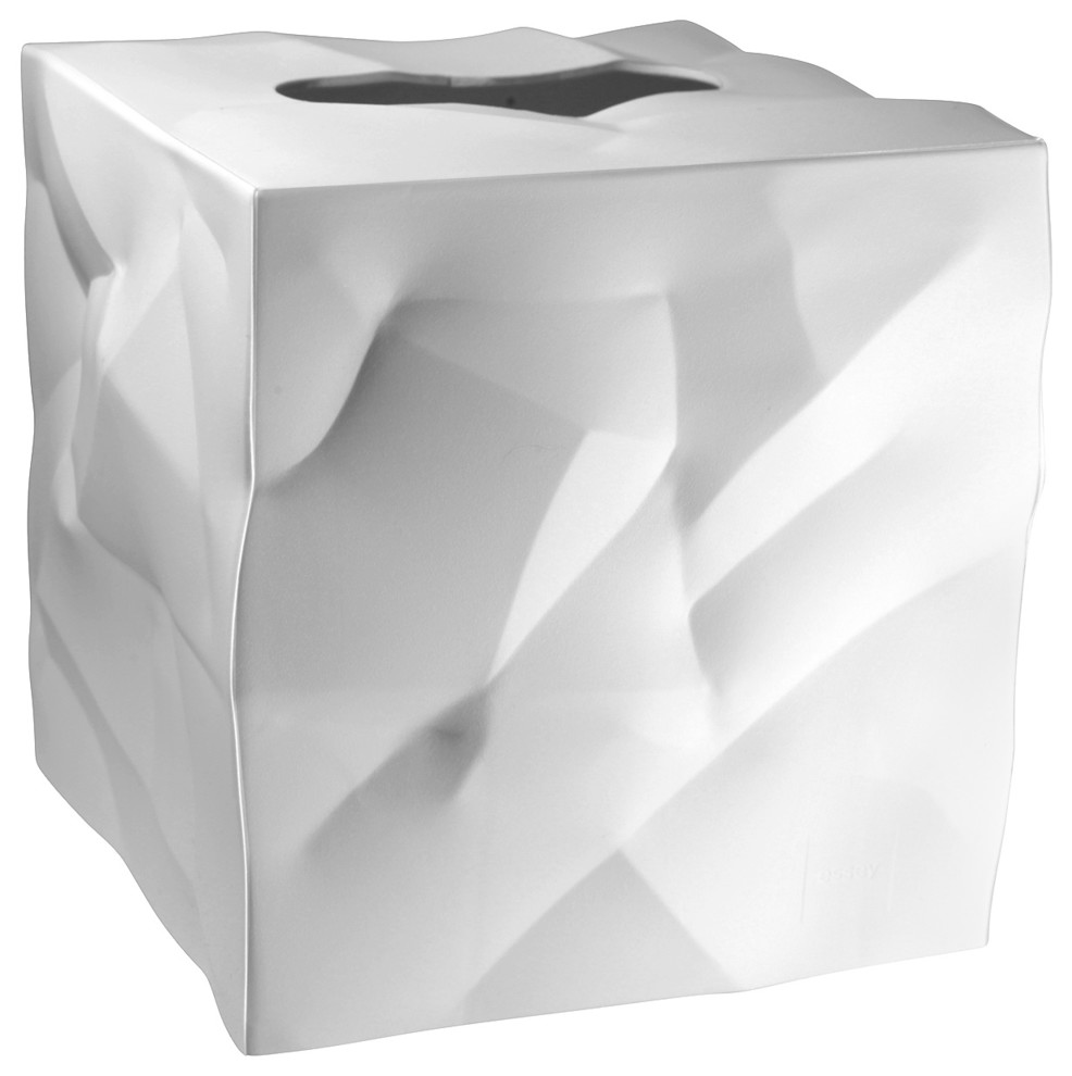 Essey Wipy Cube Tissue Box Holder, White Contemporary Tissue Box