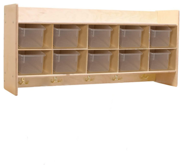 10 Section Wall Storage Organizer Cubby Shelving Translucent Trays