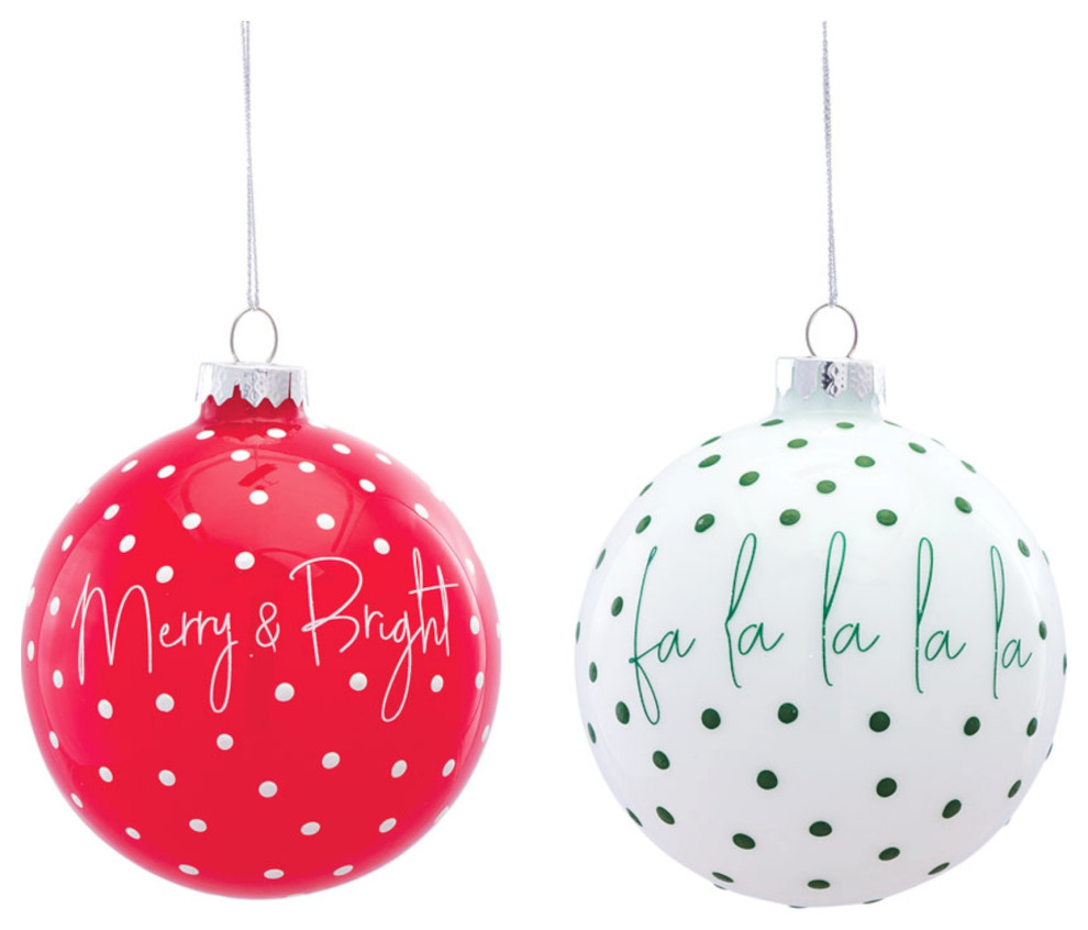 Ball Ornament (Set of 6) 4"D Glass Christmas Ornaments by Melrose