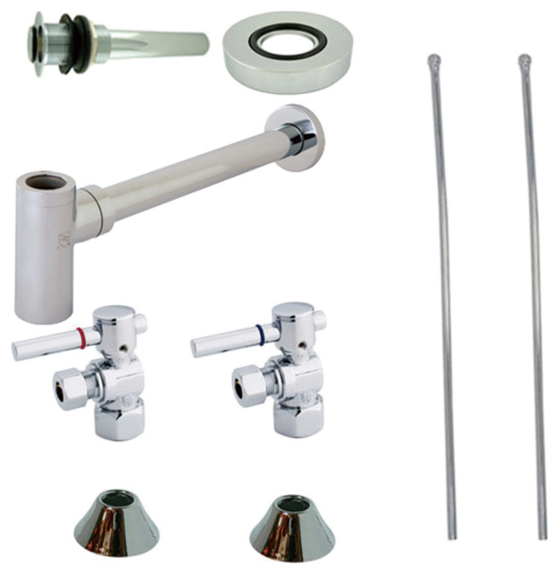 Modern Plumbing Sink Trim Kit With Bottle Trap/Drain, Polished Chrome ...