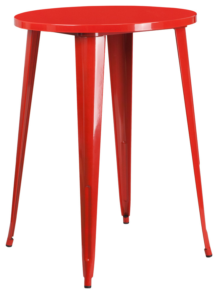 MFO 30'' Round Red Metal Indoor-Outdoor Bar Height Table