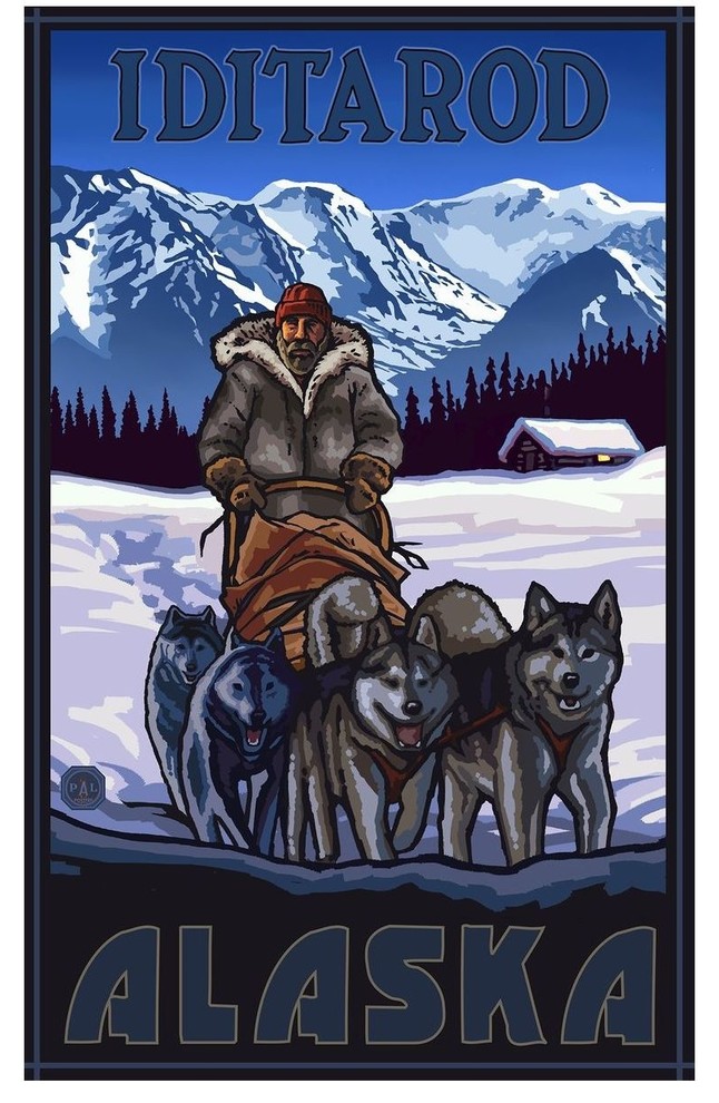 Paul A. Lanquist Iditarod Alaska Sled Dogs Art Print, 30"x45"