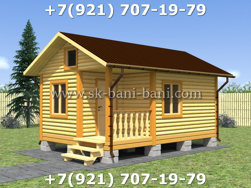 Баня 4х6 из сухого бруса 140х140 под ключ