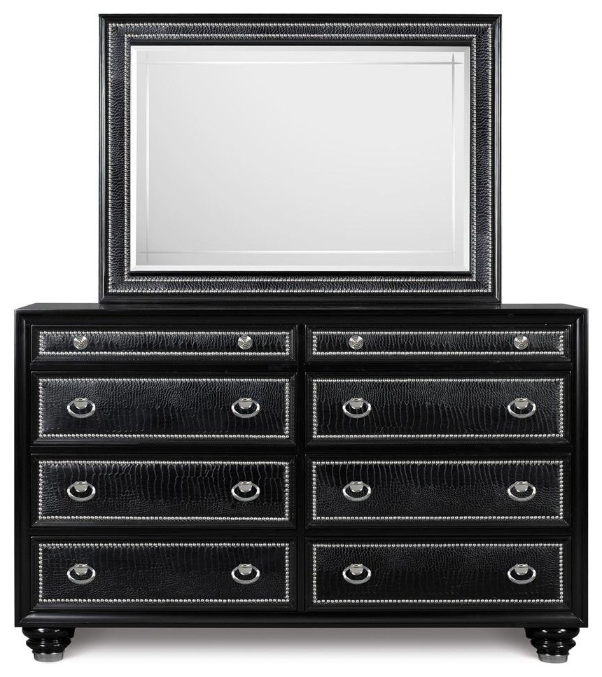Onyx Drawer Dresser with Landscape Mirror