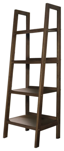 Simpli Home Sawhorse 4 Shelf Ladder Bookcase In Saddle Brown