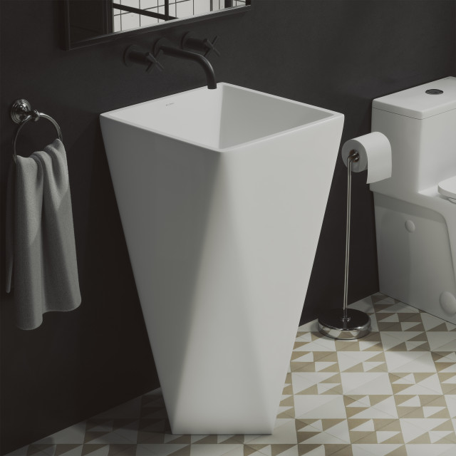 Brusque OnePiece Pedestal Sink Contemporary Bathroom Sinks by