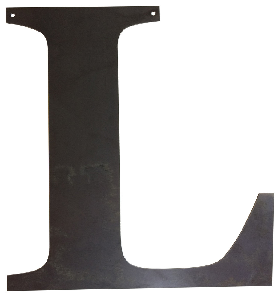 Rustic Large Letter "L", Raw Metal, 18"