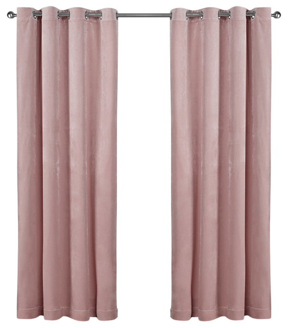 Velvet Grommet Top Curtains Set Of 2 Blush Pink 54 X108 Velvet Grommet Top Curtains Set Of 2 Blush Pink 54 X108