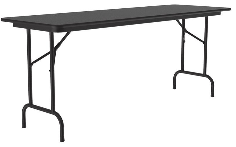Correll 24"W x 60"D Melamine Top Folding Table in Black Granite