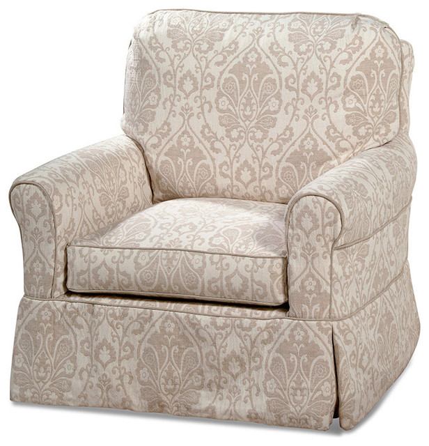 Custom Slipcovered Xl Swivel Glider Chair Brookeville Contemporary
