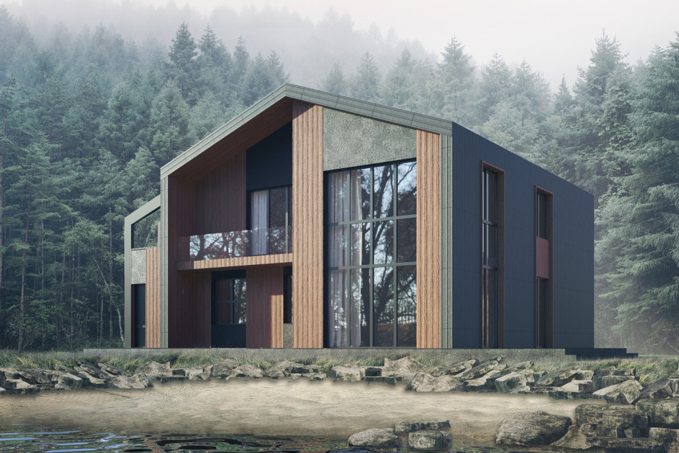 Концепция загородного дома, пример начальной-вариативной стадии проектирования.