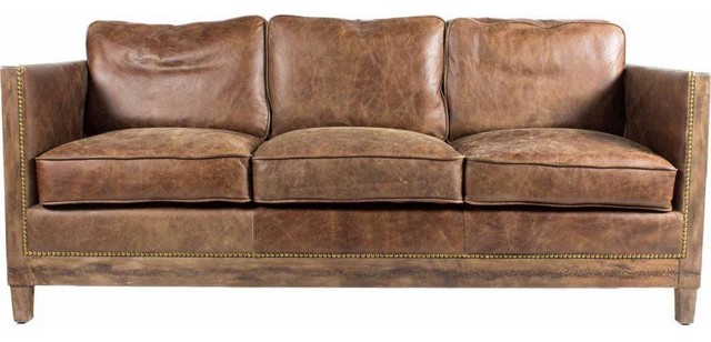 Darlene 72 Leather Sofa Brown