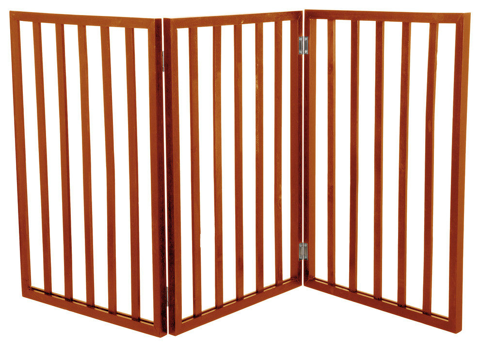 PETMAKER Freestanding Wooden Pet Gate Mahogany Contemporary Dog