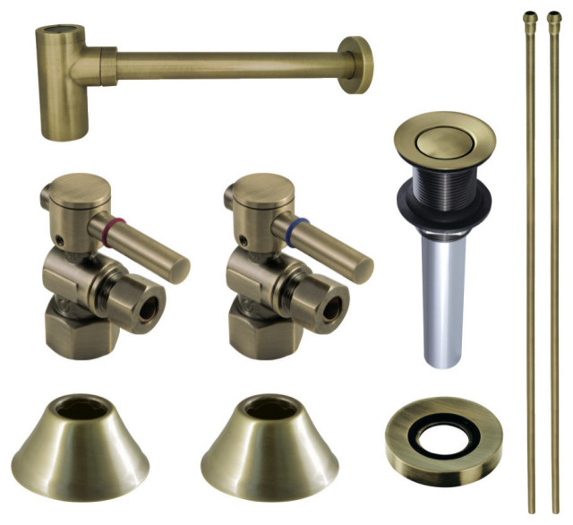 CC43103DLVKB30 Modern Plumbing Sink Trim Kit With Bottle Trap, Antique Brass Contemporary