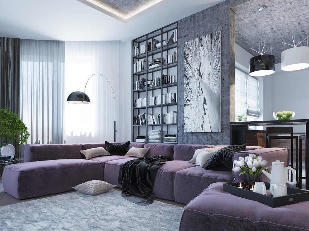 Гостинная, объединенная с кухней