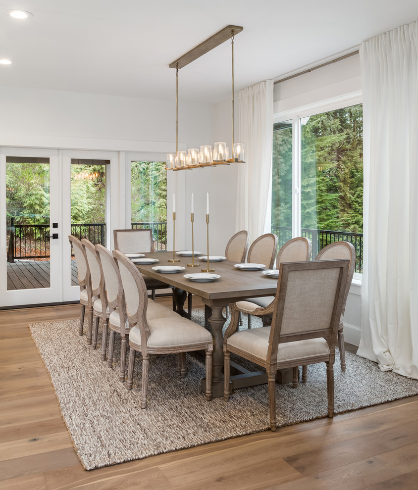 This is an example of a transitional dining room.