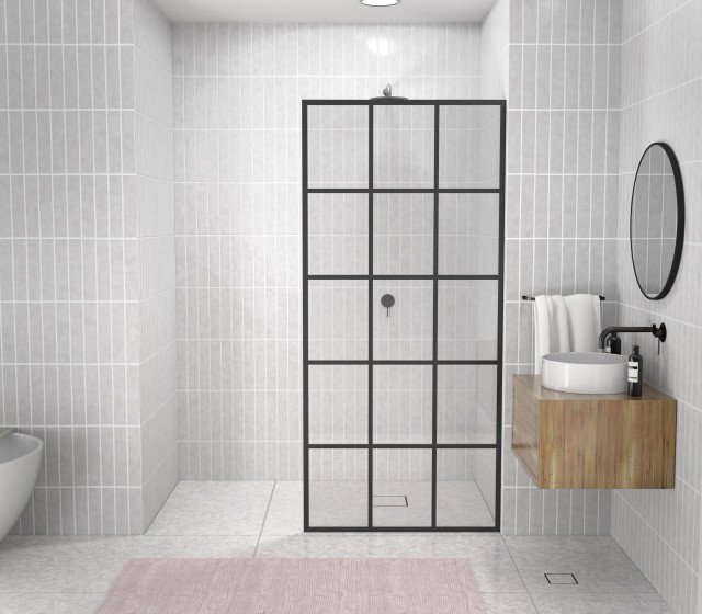 Glass Warehouse 78" x 40" French Monture Noir Single Fixed Panel