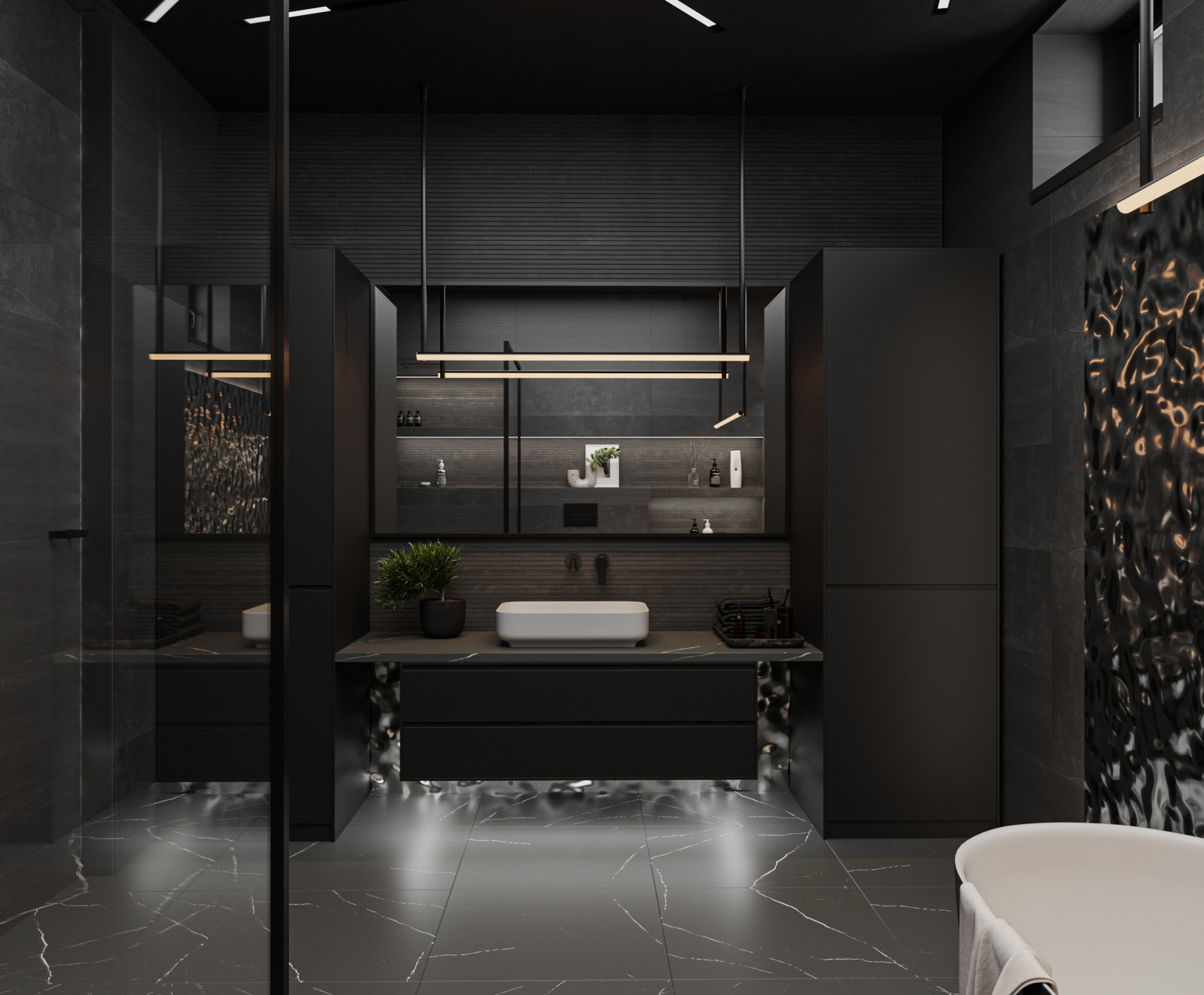 Чёрная ванная комната