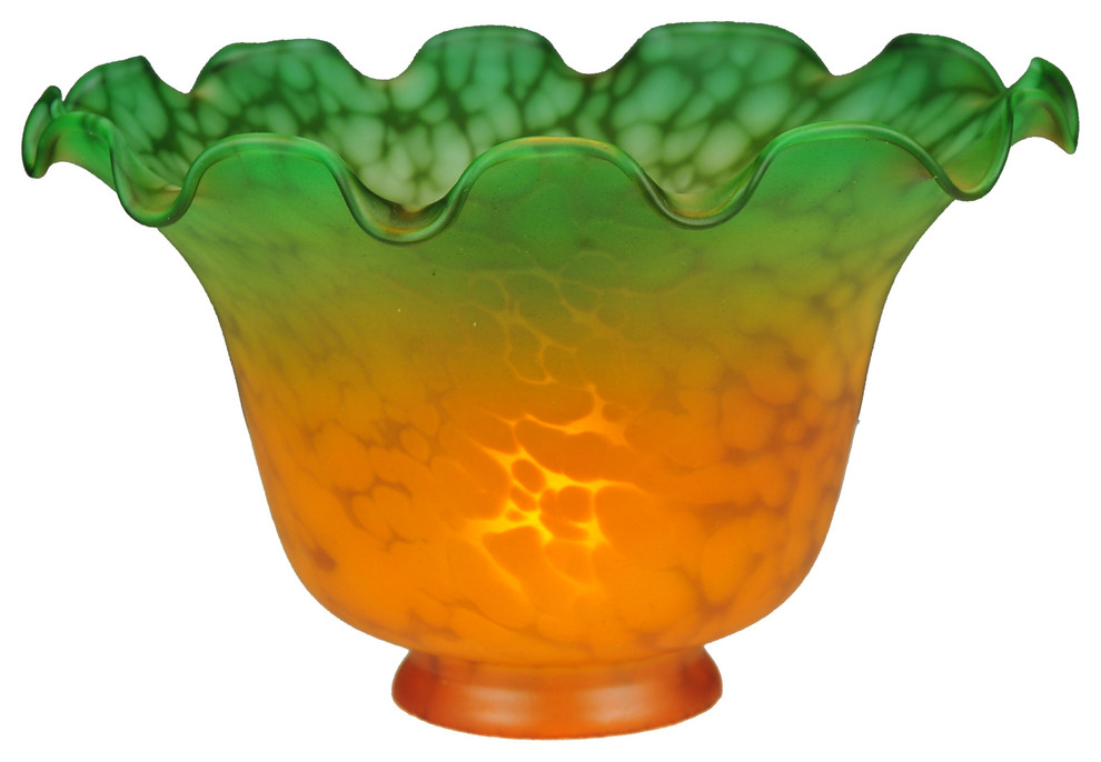 7W Fluted Bell Amber and Green Shade