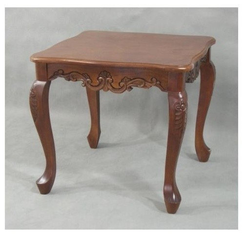 Hand Carved Wood Indoor Side Table
