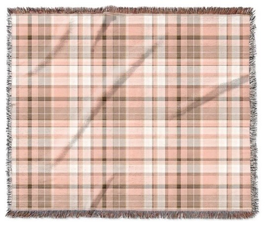"Madras Plaid in Peach" Woven Blanket 60"x50"