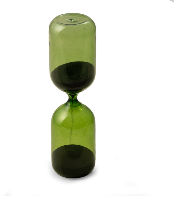 20 Minute Green Sand Timer, Black Sand Contemporary Decorative