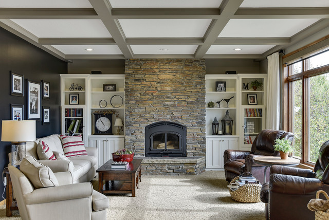 Dramatic Update - from Dated Cherry to Classic White traditional-living-room
