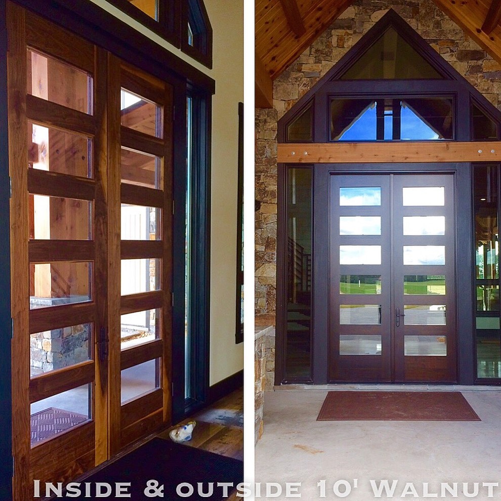 Large modern front door in Jacksonville with a double front door and a dark wood front door.