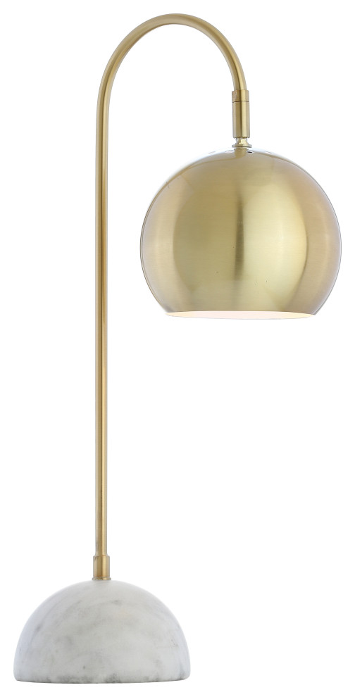 Stephen Metal and Marble LED Table Lamp, Brass Gold and White, 23.5"