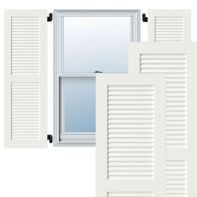 12" x 60" Exterior Composite Wood Louvered Shutters, Black