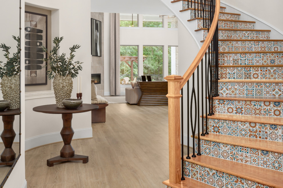 Example of a transitional staircase design in Houston