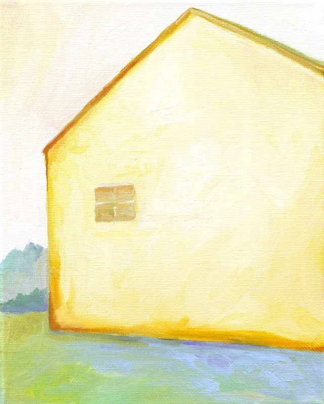 "Yellow House With Blue Shadow" Original Artwork By Claire Whitehead