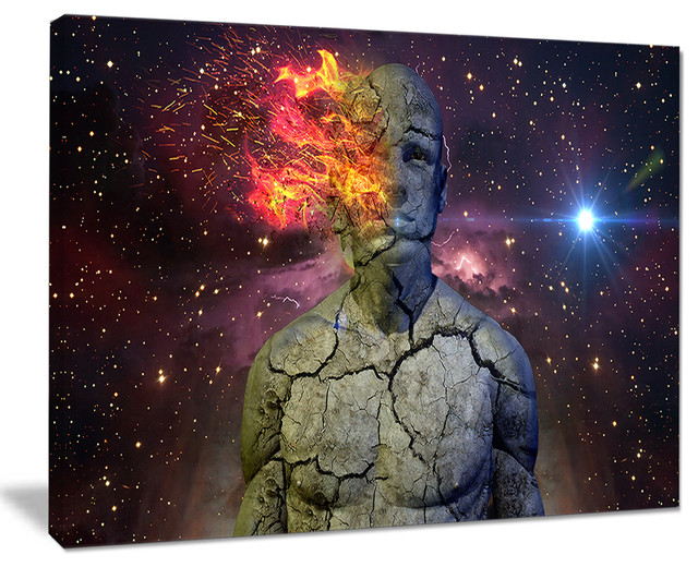 Broken Human Body With Fire Abstract Art Canvas Print Contemporary Prints And Posters By Design Art Usa