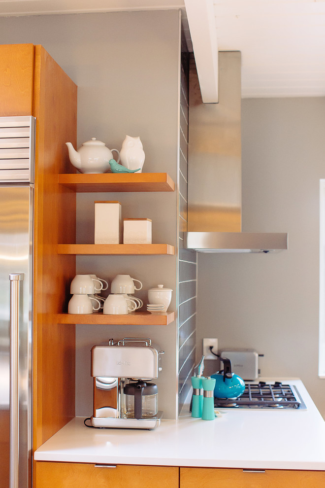 Inspiration for a mid-sized mid-century modern home design remodel in Grand Rapids