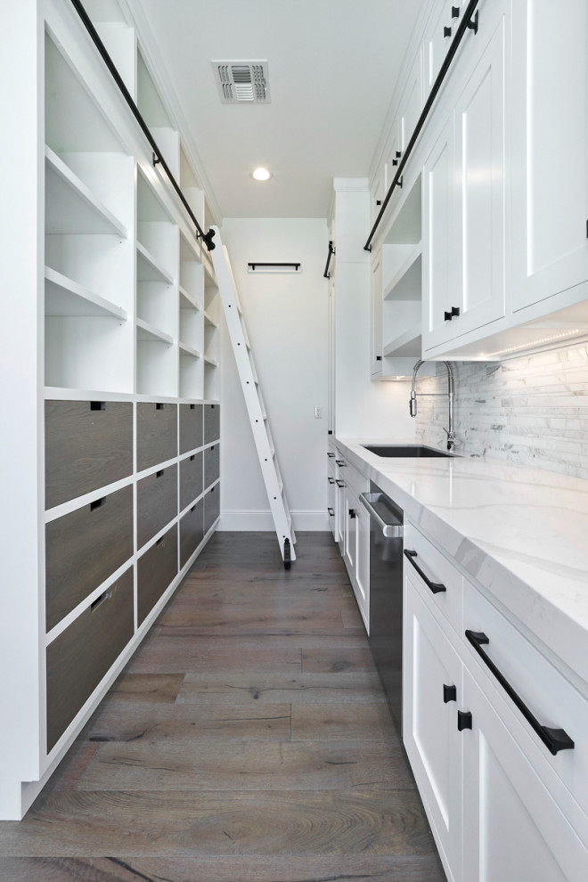 Inspiration for a transitional kitchen remodel in Phoenix with shaker cabinets and white cabinets