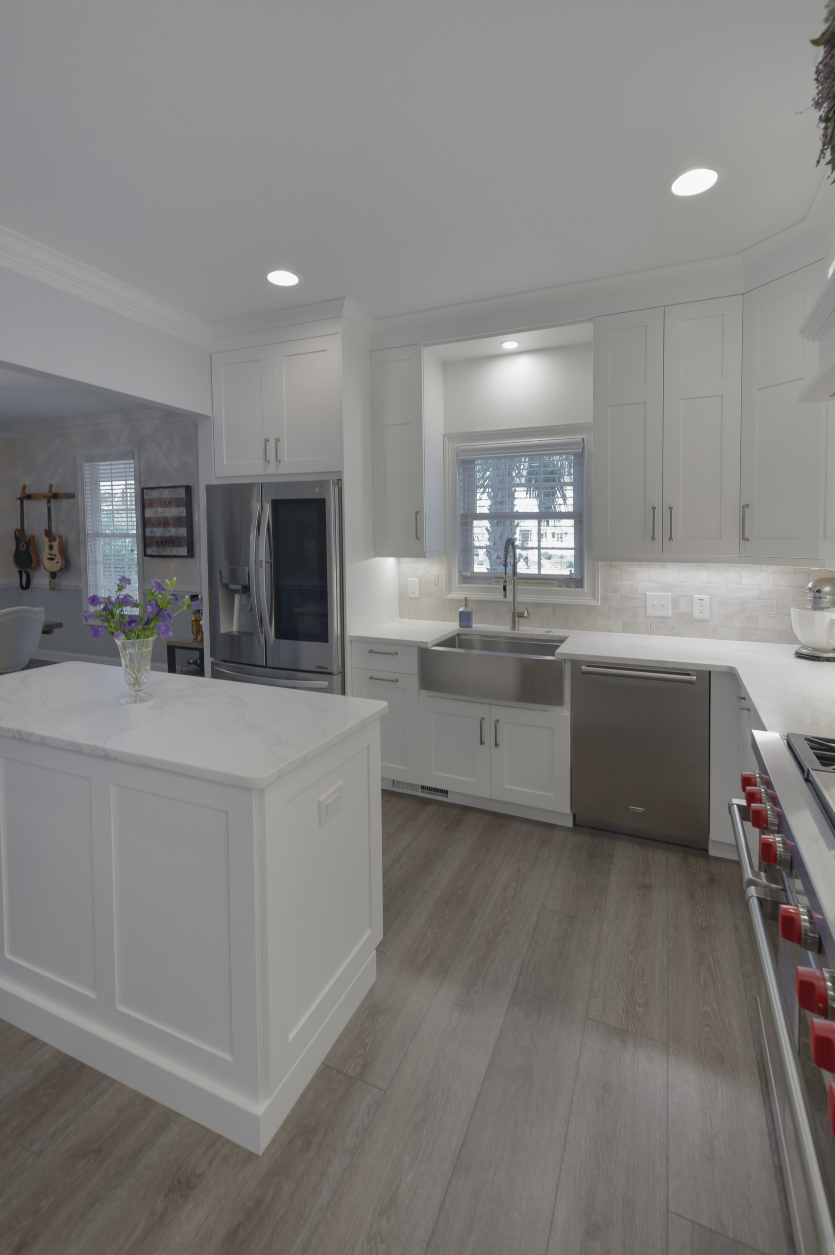 Pawley's Island simple wihite kitchen, laundry room, bathroom, and closet