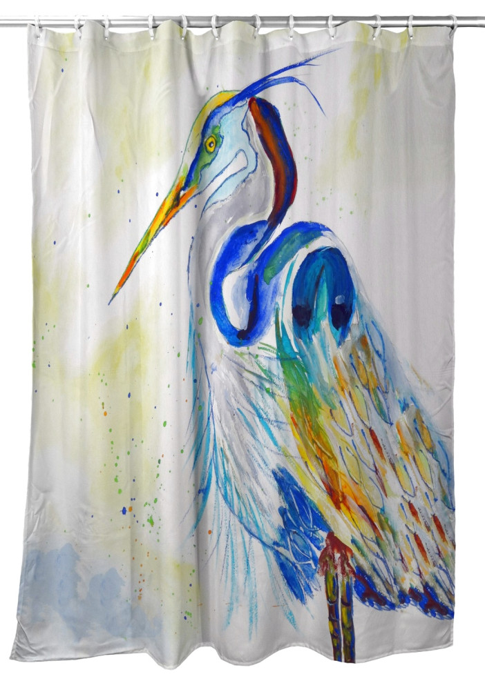 Betsy Drake Watercolor Heron Shower Curtain