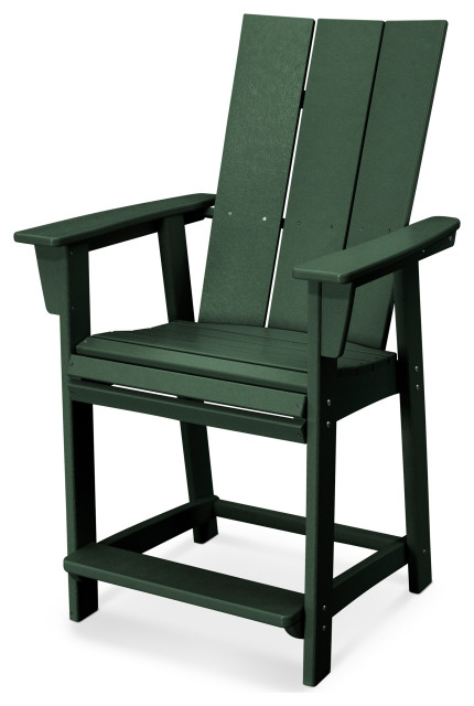 POLYWOOD Modern Adirondack Counter Chair, Green