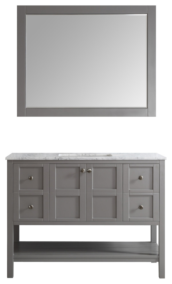 Florence 48" Single Vanity, Gray, With Mirror