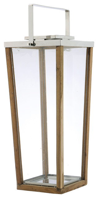 Aiken Modern Wood Glass Tall Candle Lantern - 34 Inch
