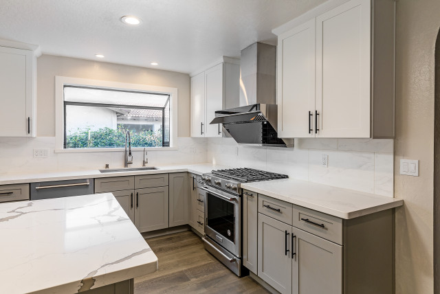Gray Base Cabinets White Wall cabinets Transitional Kitchen San Francisco by Alice Cabinetry Houzz NZ