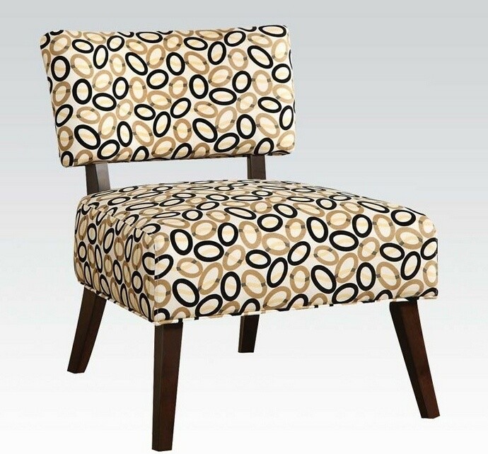 Able collection ovals pattern fabric accent side chair with wood legs