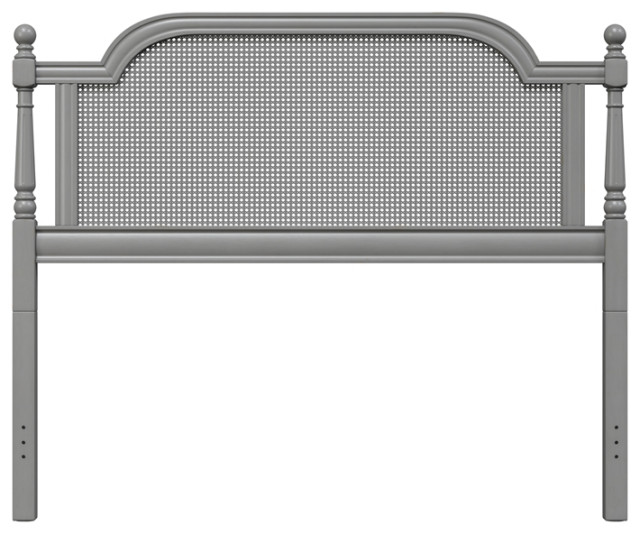 Hillsdale Furniture Melanie Wood and Cane Queen Headboard WO Frame French Gray, Queen Size