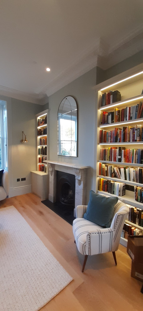 Library and the fireplace