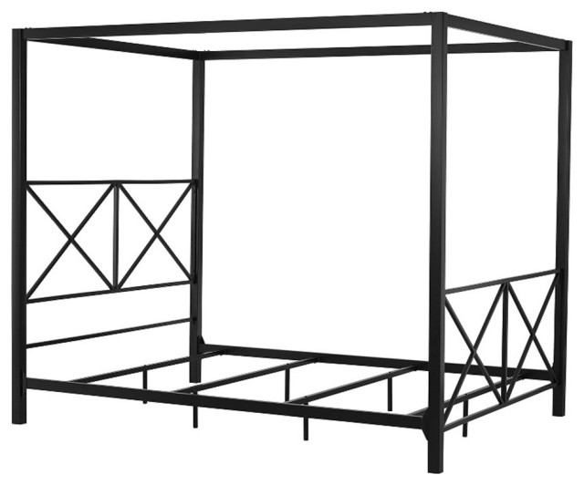 DHP Robin Canopy Bed Full in White Transitional Canopy Beds by